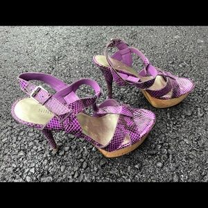 Nine West - Purple Snakeskin Heels - Size 8M